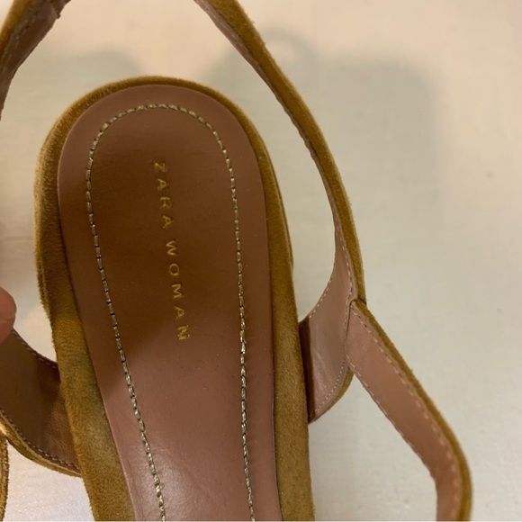 Zara Tan Raffia Pom Pom Suede Sandals- 7 - Picture 3 of 9